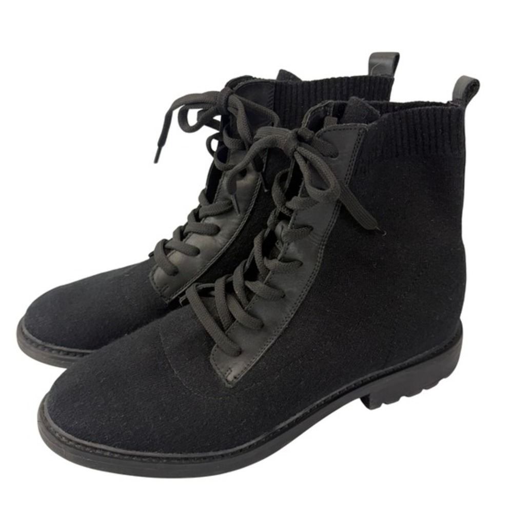 Sofft Landee Combat Boots 11M Black Sweater Knit Lace-Up Ankle Boots